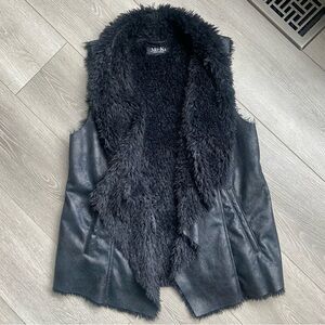 Mo-Ka faux shearling vest with pockets and waterfall front draping